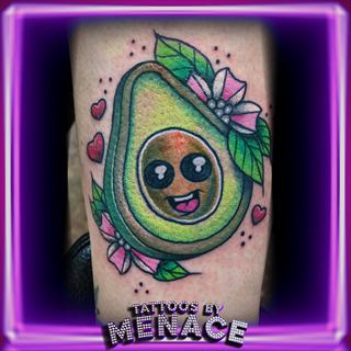 Kawaii color avocado tattoo