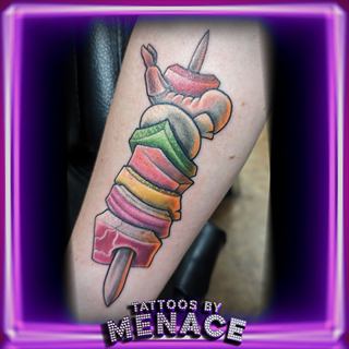 Color popsicle and ice cream dagger tattoo