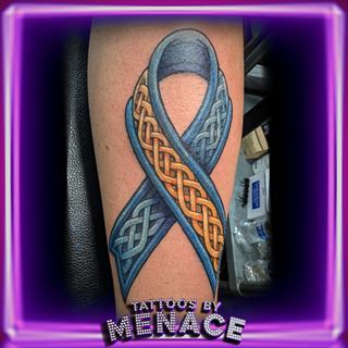 Color Celtic knot awareness ribbon tattoo