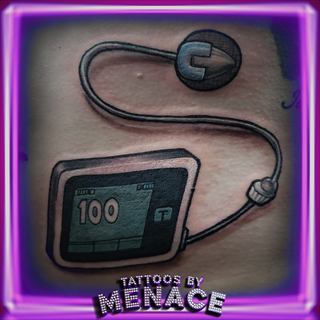 Color insulin pump tattoo, custom diabetes tribute piece